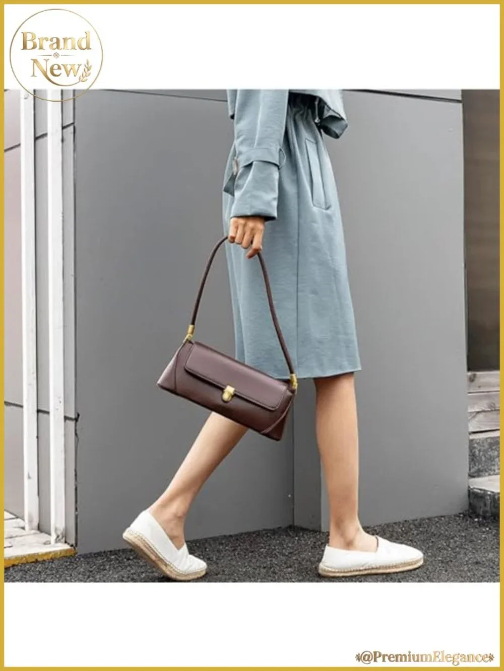 Vegan Leather Small Hobo Shoulder Bag with Gold Hardware